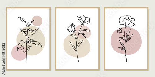 Gallery wall art set of 3 printable minimalist print. Wall art for bedroom, Living room and office decor. Hand draw vector design elements. Vector EPS10.