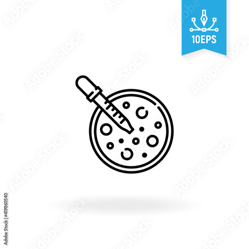 Petri dish and pipette, Agar plate vector icon. Laboratory  research, analysis equipment symbol. 