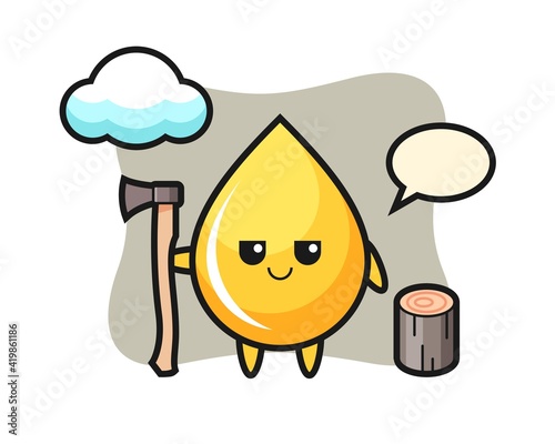 Character cartoon of honey drop as a woodcutter