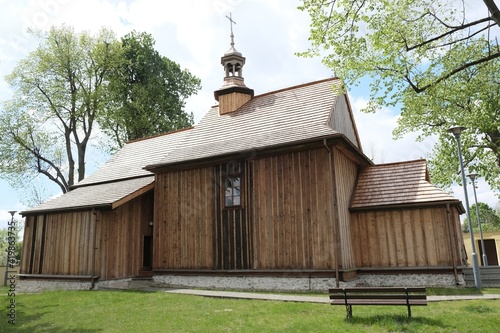 Wooden historic church of Saint Giles in the village of Zrebice in Jura Krakow - Czestochowa, Poland photo