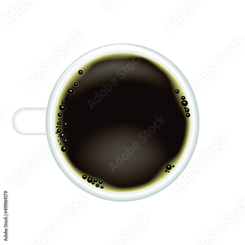 realistic cup of coffee isolated on white, top view