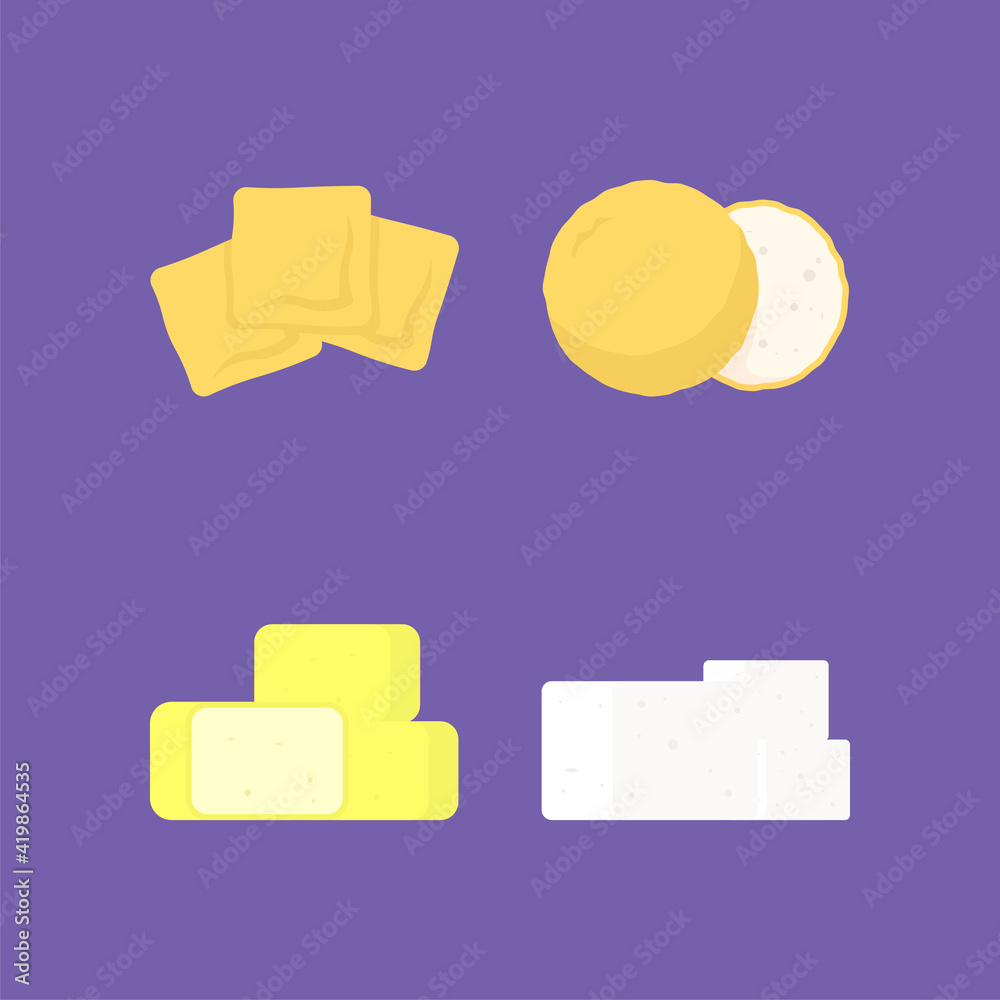a collection of icons or illustrations tofu, food from Asia. various types of tofu food. foods made from soybeans. flat style. vector design element a collection of icons or illustrations tofu, food from Asia. various types of tofu food. foods made from soybeans. flat style. vector design element