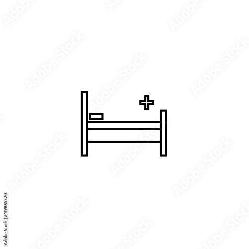 hospital bed outline icon. isolated line vector illustration from insurance collection. editable thin stroke hospital bed icon on white background
