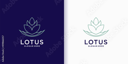 Minimalist lotus logo design line art with creative concept