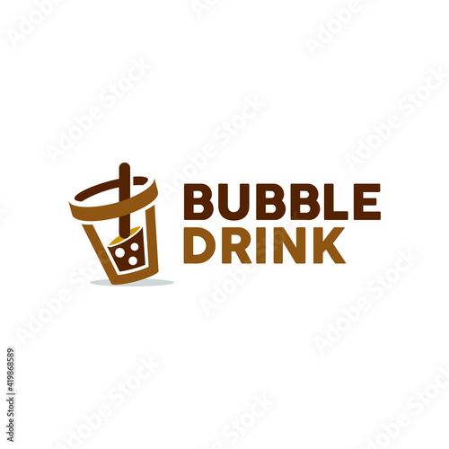Simple Modern Bubble Drink Logo Fresh Tea or Milk Vector Organic Food and Drink Graphic Design Template Element Inspiration