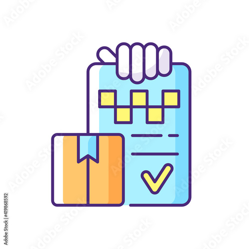 Package delivery RGB color icon. Online order. Fast courier Shipping service. Convenient service for ordering car. Reliable carrier. Online purchase delivery. Isolated vector illustration