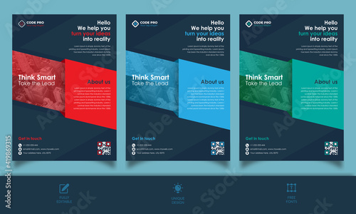 Corporate Business flyer template vector design, template, flyer in A4, geometric shapes, Modern poster magazine layout template, Flyer with color variation