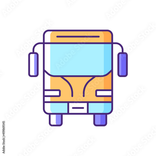 Charters RGB color icon. Traveling by bus. Using bus for trip. Intercity transportation. Convenient service for ordering car. Comfortable travel with good service. Isolated vector illustration