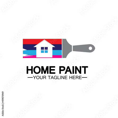 Home Painting Vector Logo Design.Home House Painting Service Coloring Logo Design Template.House painting service, decor and repair multicolor icon Vector logo.
