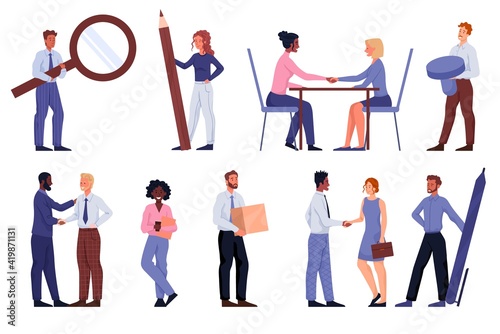 Large set of full length male and female business characters
