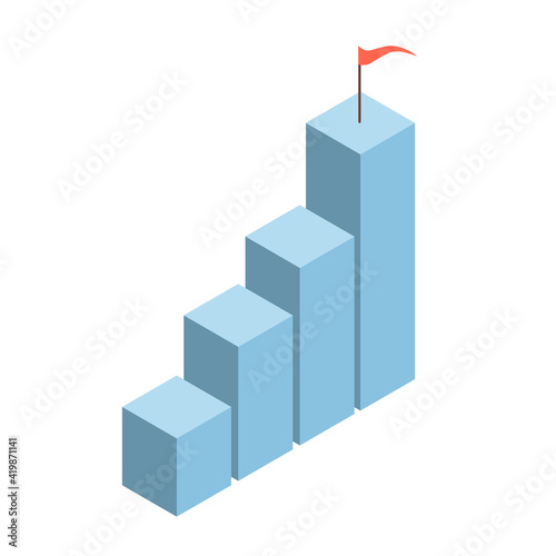 Career ladder in isometric style on a white background. Business concept. Vector isolated illustration