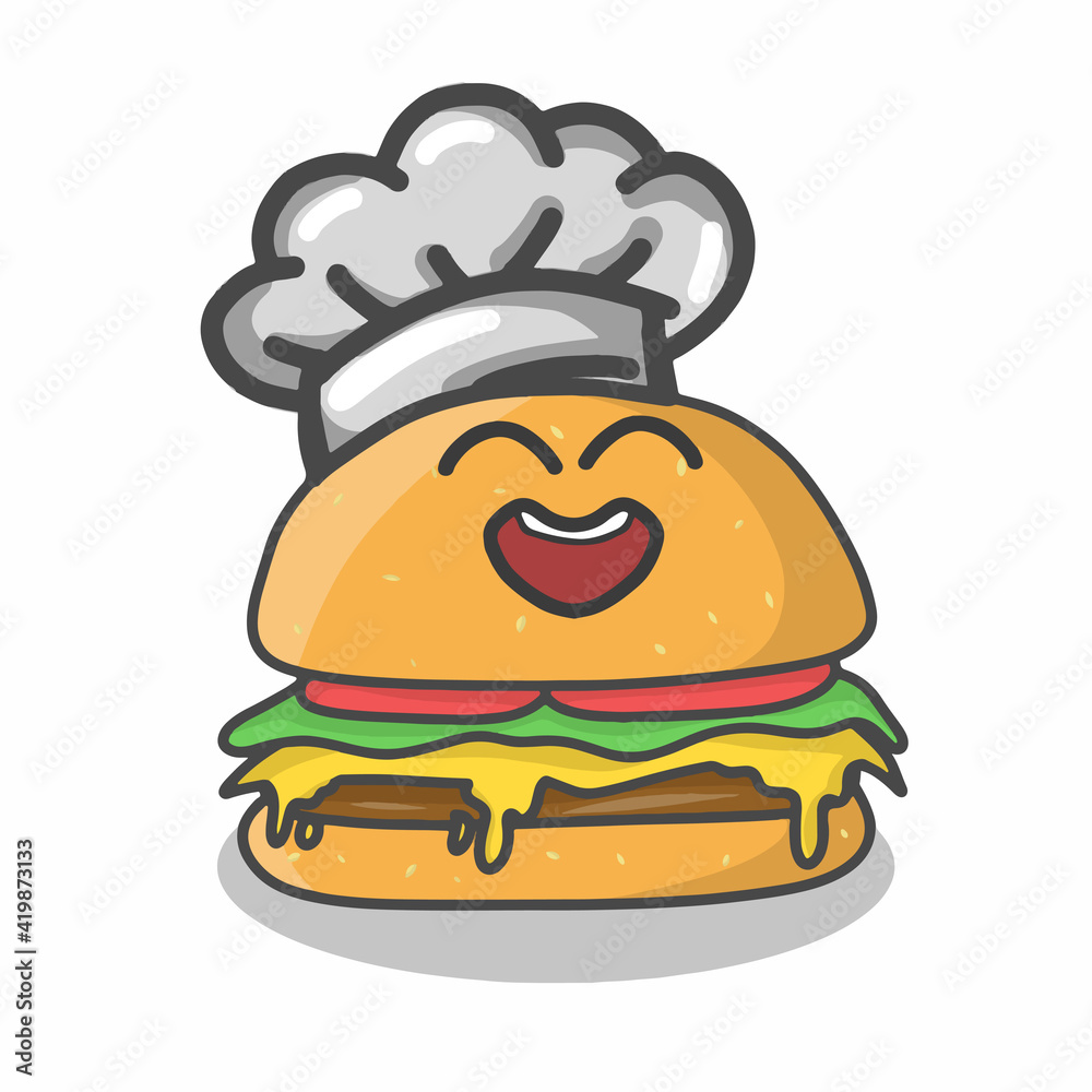 Cute burger character vector template design illustration Cute burger character vector template design illustration