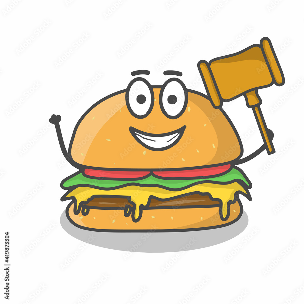 Naklejka premium Cute burger character vector template design illustration