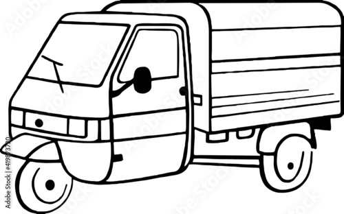 Auto rickshaw linear icon. Thin line illustration. Tuk tuk. Contour symbol. Vector isolated outline drawing. Editable stroke