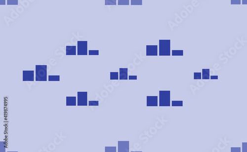Seamless pattern of large isolated blue winners podium symbols. The pattern is divided by a line of elements of lighter tones. Vector illustration on light blue background