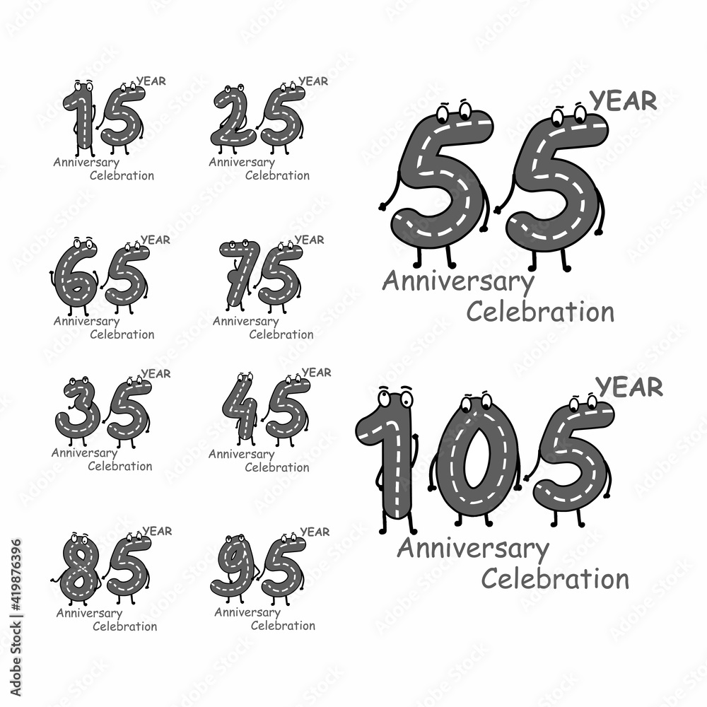 Obraz premium Set year anniversary number character vector template design illustration