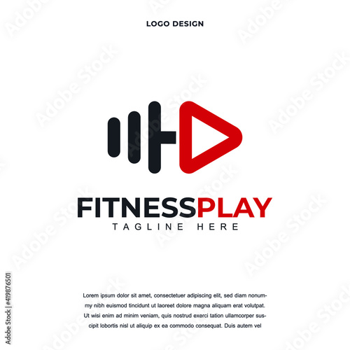 Creative abstract premium fitness sport body building and play icon logo design color editable vector illustration