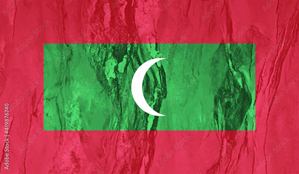Grunge Maldives flag. Maldives flag with waving grunge texture.