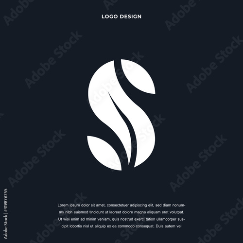 Creative abstract letter S with leaf icon logo design color editable vector illustration