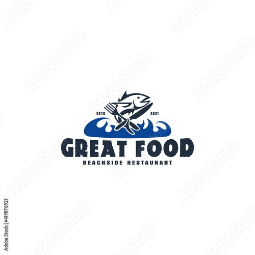 Wallpaper Mural Seafood restaurant, eat grilled fish family Torontodigital.ca