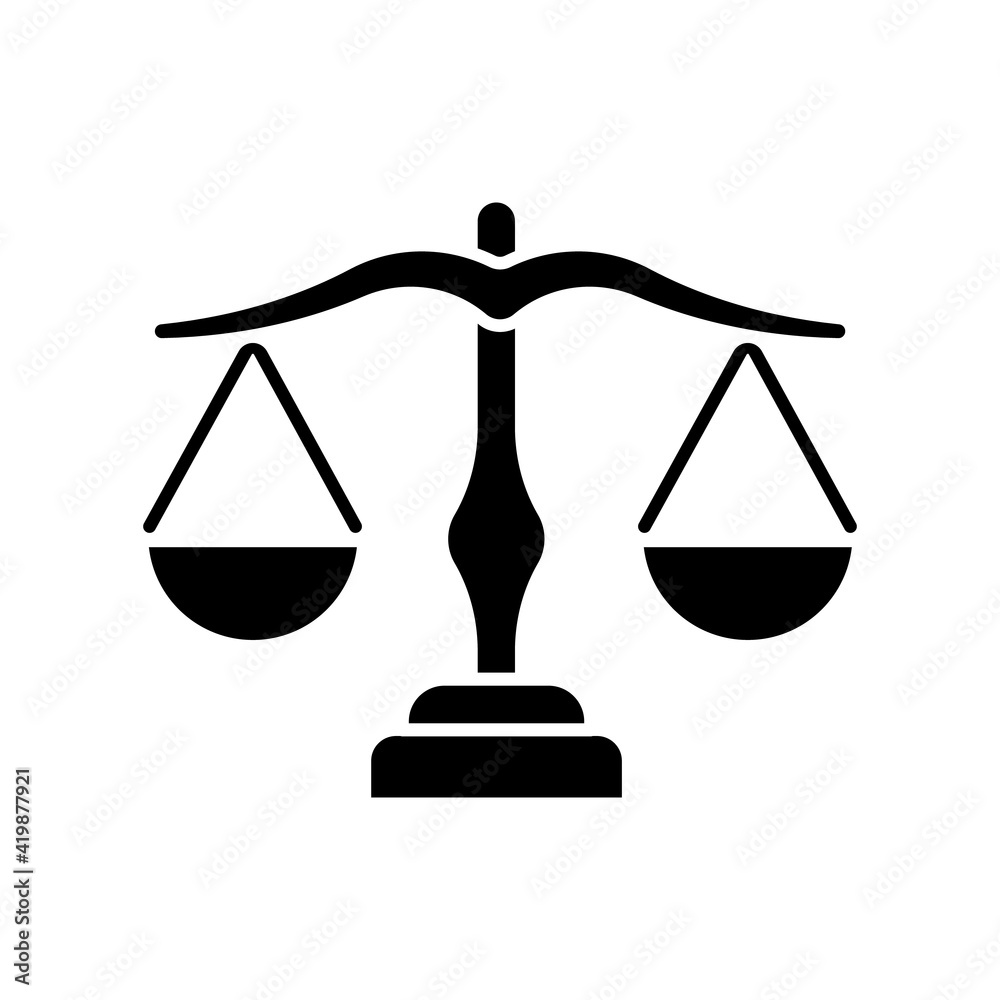 Scales of justice glyph icon. Law balance. Thin line contour symbols ...