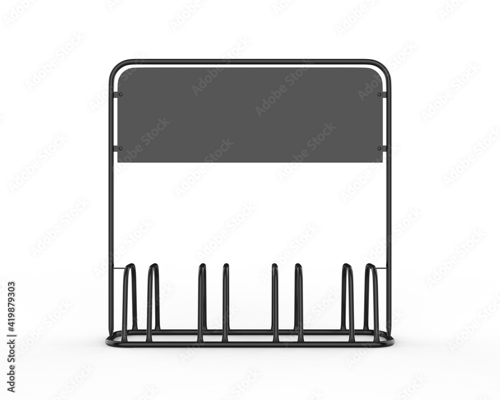 Blank Bike Parking Advertisement Banner Mockup. 3d render illustration. Blank Bike Parking Advertisement Banner Mockup. 3d render illustration.