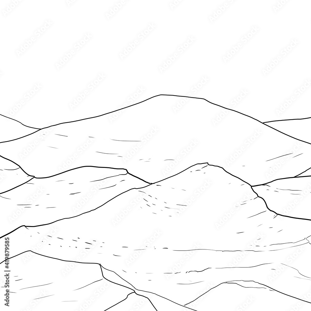 Fototapeta premium Line art Landscape background ecology education poster illustration design.