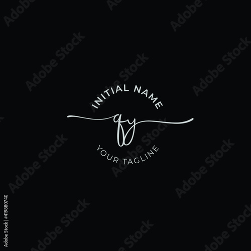 qy Initial handwriting signature logo vector. Hand lettering for designs photo