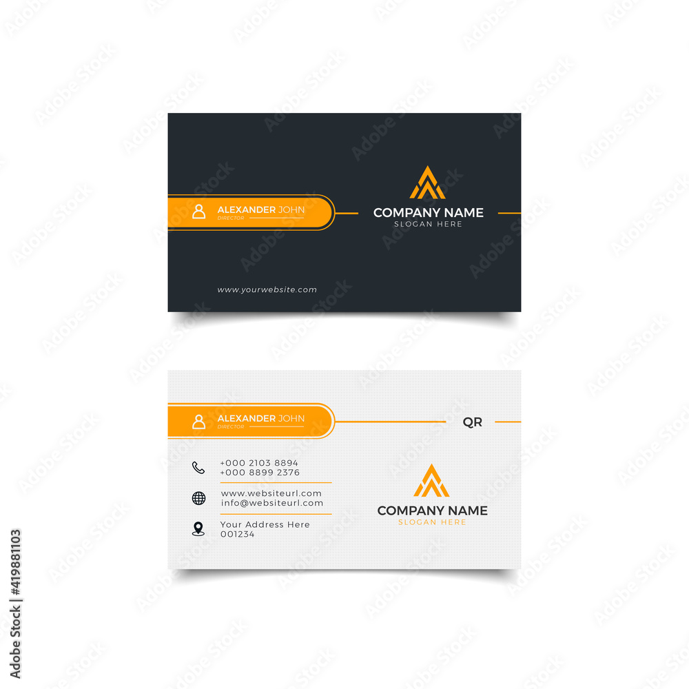 Modern business card black and yellow Corporate Professional