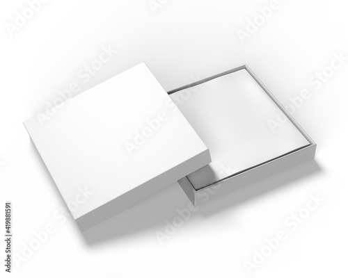 Blank Square Silk Scarf Gift Packaging Box For Branding Mockup. 3d render illustration.