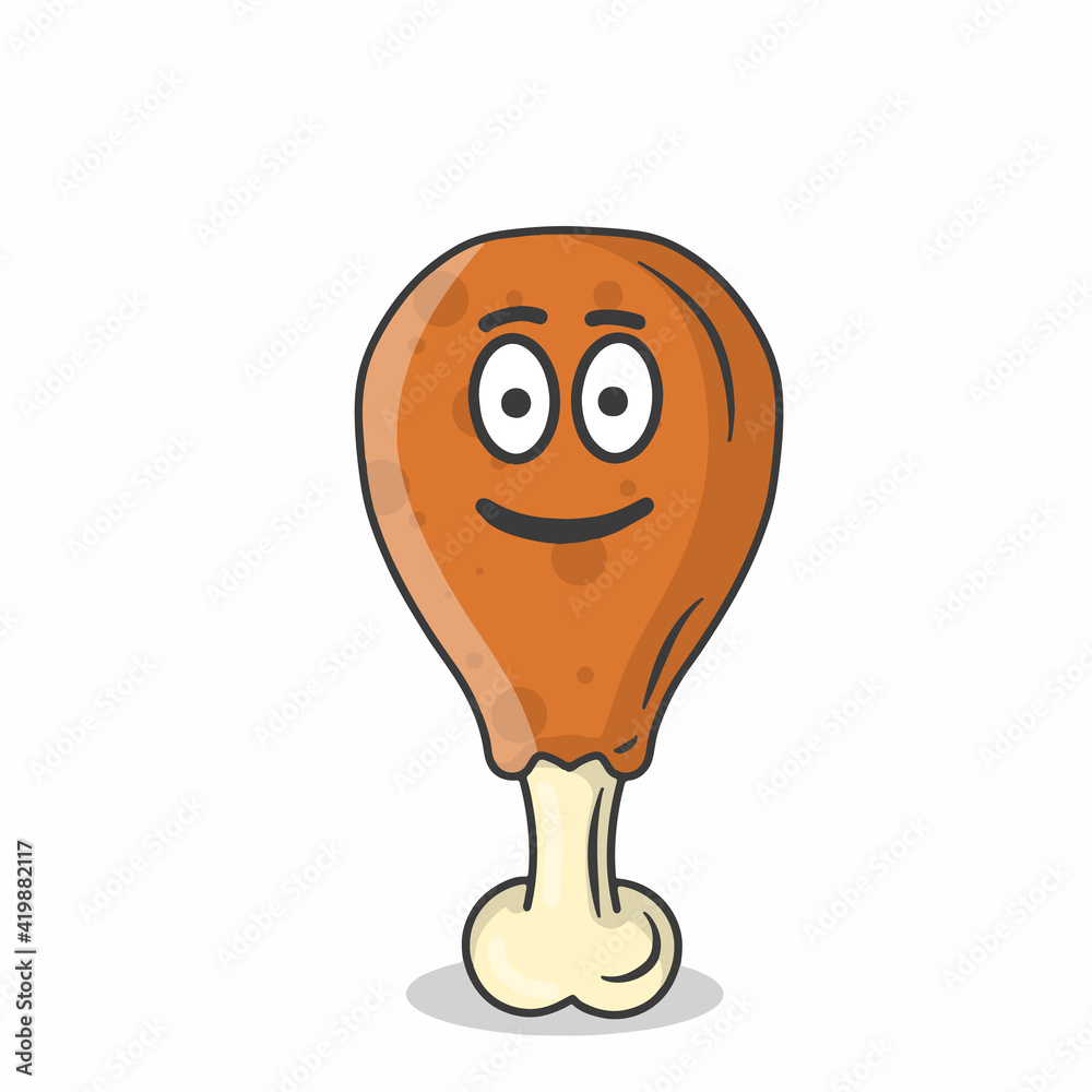 cute chicken thighs character vector template design illustration
