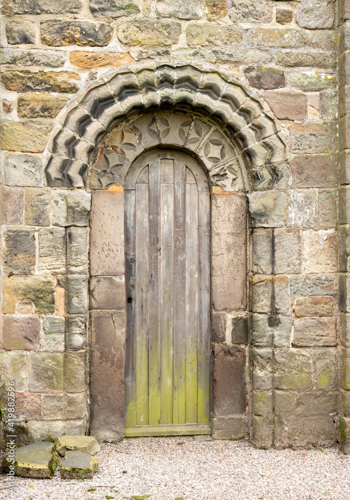 Old narrow church side door