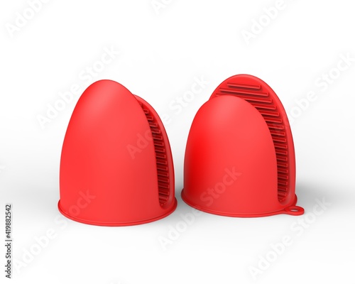 Blank silicone heat resistant mini oven mitt silicone glove grip for branding mockup. 3d render illustration.