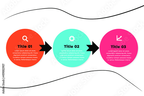 Vector illustration, decision making circles. Business idea for the realization of goals. Infographic elements, multicolored circles with text. 