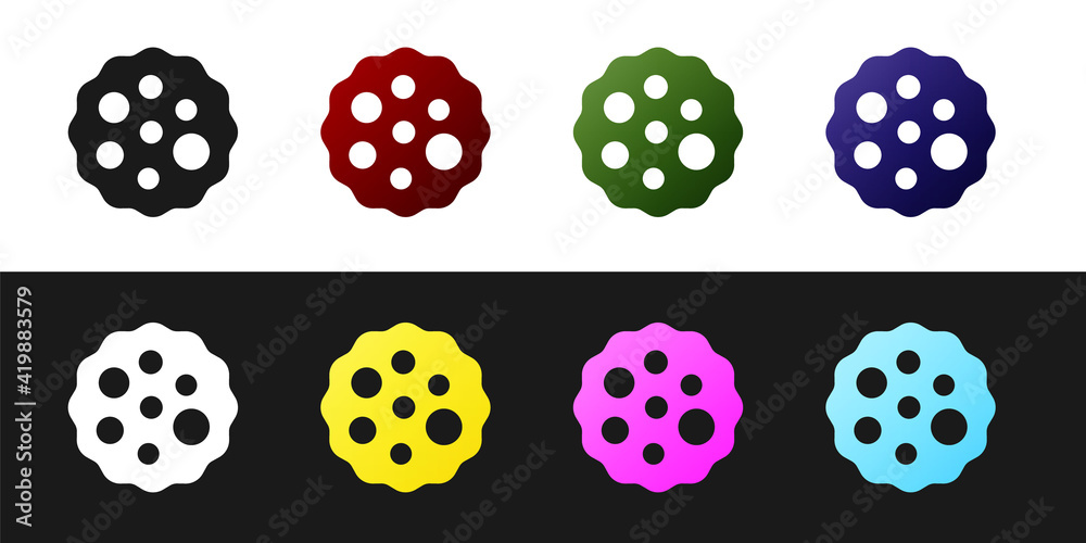 Set Cookie or biscuit with chocolate icon isolated on black and white background. Vector Set Cookie or biscuit with chocolate icon isolated on black and white background. Vector