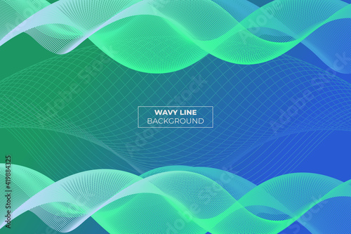 Wavy Lane Gradient Abstract Background Green and Blue