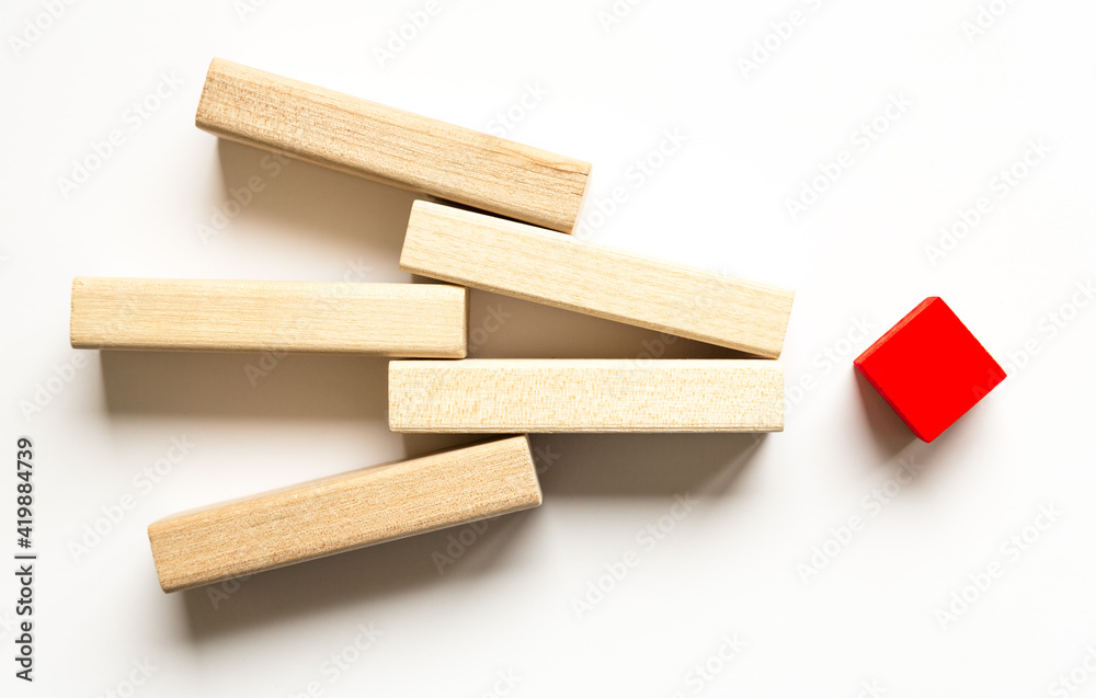 Wooden cubes of beige color. Individual approach to teaching concept. Leadership concept Wooden cubes of beige color. Individual approach to teaching concept. Leadership concept