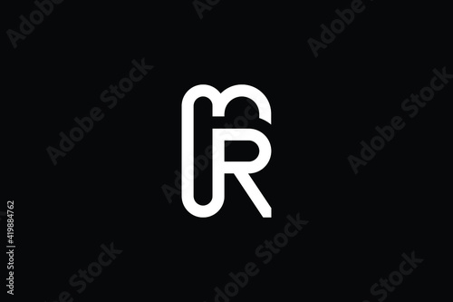 MR logo letter design on luxury background. RM logo monogram initials letter concept. MR icon logo design. RM elegant and Professional letter icon design on black background. M R RM MR