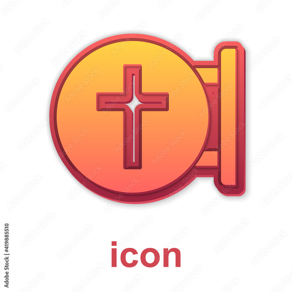 Obraz premium Gold Christian cross icon isolated on white background. Church cross. Vector