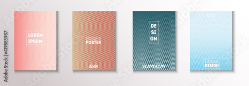 Folded Minimal Cover Vector Set. 80s Neon Music Poster. Pattern
