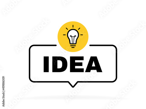 Idea geometric message bubble with light bulb emblem. Banner design for business and advertising. Vector illustration