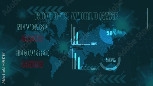 Protective symbol on world map for report a protection of Corona Virus Case on blue futuristic background ,Viral disease outbreak concept
