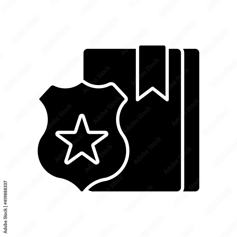 Police book icon. Law enforcement. Constitution of laws, protection equipment. Thin line contour symbols. Isolated vector outline illustrations. Police book icon. Law enforcement. Constitution of laws, protection equipment. Thin line contour symbols. Isolated vector outline illustrations.