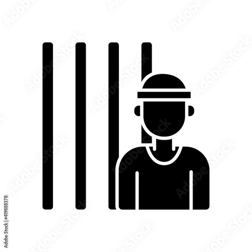 Thief behind bars icon. Law enforcement. Protection equipment. Thin line contour symbols. Isolated vector outline illustrations.