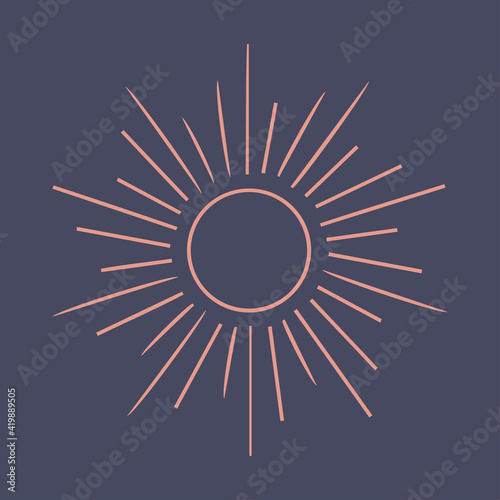 Hand drawn sun poster symbolic representation vector