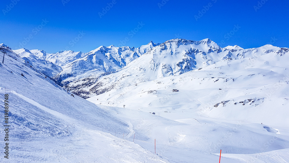 Austria - Ski resort with perfect groomed slopes.