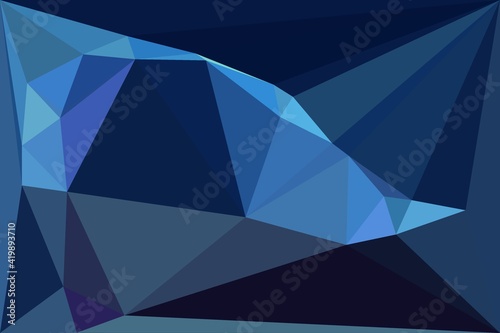 cubist triangular mosaic from many tiles arranged to form unique abstract blue coloured art