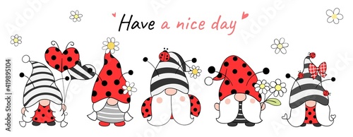 Draw ladybug gnomes for spring and summer