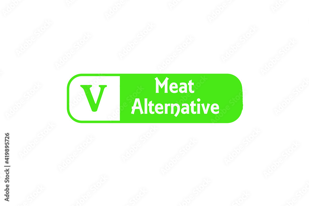Alternative Diet Stamp Reading Meat Alternative with a V symbol Alternative Diet Stamp Reading Meat Alternative with a V symbol