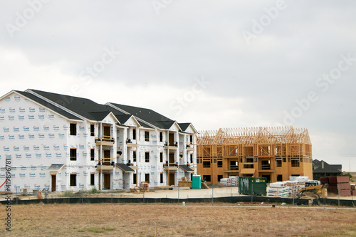 Apartment buildings being constructed.